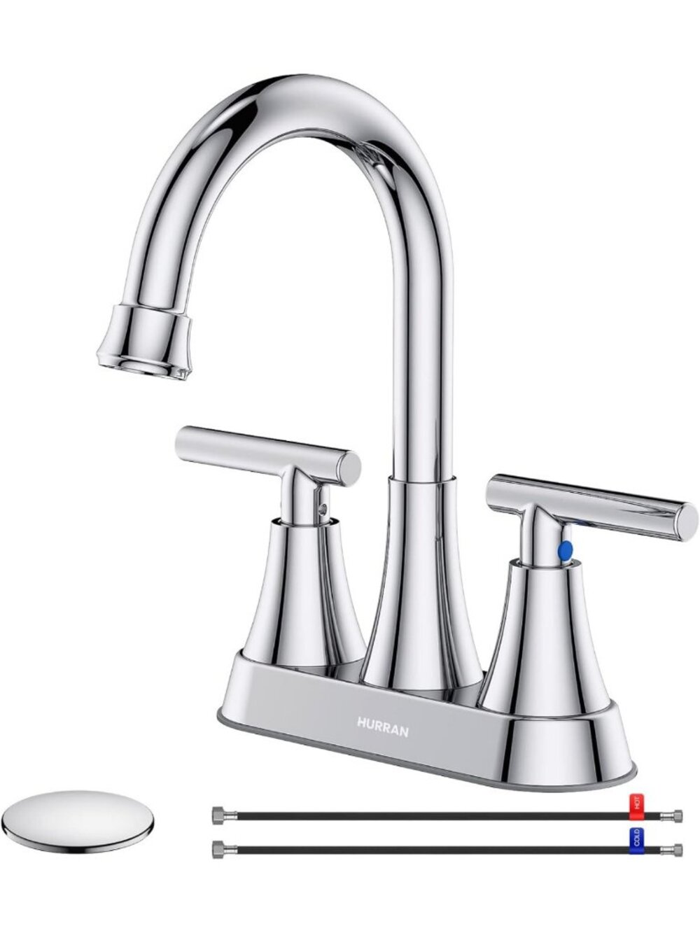 Lead-Free Chrome Bathroom Faucet, 4-Inch Centerset, 2-Handle Design, Modern